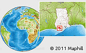 Physical Location Map of Prestea, highlighted country, within the entire country