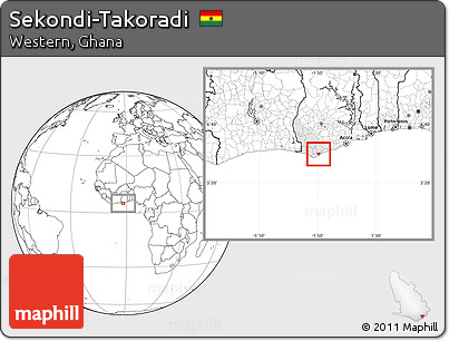 Blank Location Map of Sekondi-Takoradi, highlighted parent region
