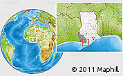 Physical Location Map of Sekondi-Takoradi, highlighted country, highlighted parent region, within the entire country
