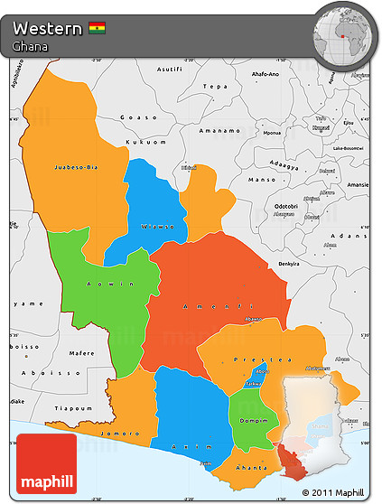 Political Simple Map of Western, single color outside, borders and labels