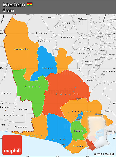 Political Simple Map of Western, single color outside, borders and labels