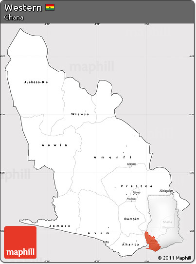 Silver Style Simple Map of Western, cropped outside
