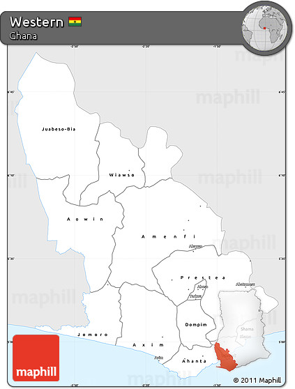 Silver Style Simple Map of Western, single color outside