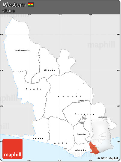 Silver Style Simple Map of Western, single color outside