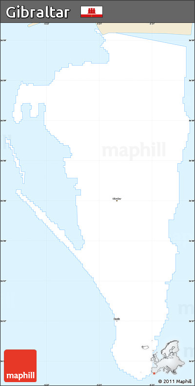 Classic Style Simple Map of Gibraltar, single color outside