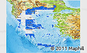 Flag 3D Map of Greece, physical outside