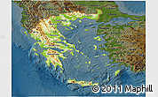 Physical 3D Map of Greece, darken