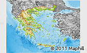 Physical 3D Map of Greece, desaturated, land only