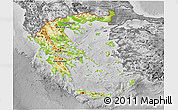 Physical 3D Map of Greece, desaturated