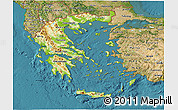 Physical 3D Map of Greece, satellite outside