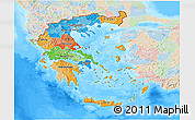 Political 3D Map of Greece, lighten, land only
