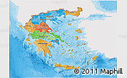 Political 3D Map of Greece, single color outside