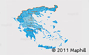 Political Shades 3D Map of Greece, cropped outside