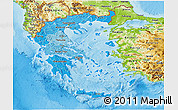 Political Shades 3D Map of Greece, physical outside