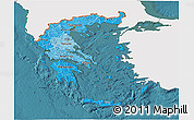 Political Shades 3D Map of Greece, single color outside, satellite sea