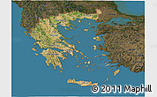 Satellite 3D Map of Greece, darken, land only