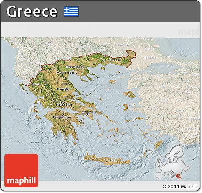 Satellite 3D Map of Greece, lighten
