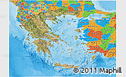 Satellite 3D Map of Greece, political outside