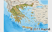 Satellite 3D Map of Greece, shaded relief outside