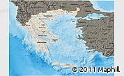 Shaded Relief 3D Map of Greece, darken, land only
