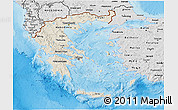 Shaded Relief 3D Map of Greece, desaturated, land only