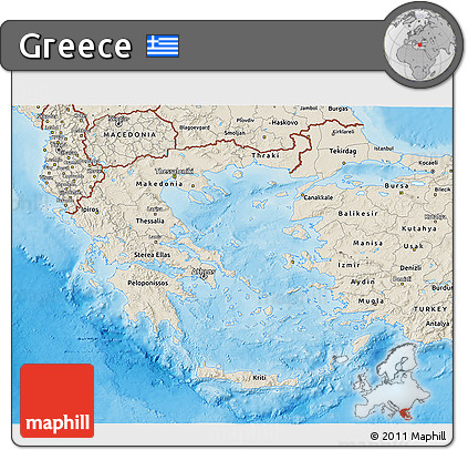 Shaded Relief 3D Map of Greece