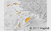 Political 3D Map of Dodekanissa, lighten, desaturated