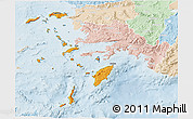 Political 3D Map of Dodekanissa, lighten