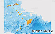 Political 3D Map of Dodekanissa, single color outside