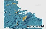 Satellite 3D Map of Dodekanissa, single color outside