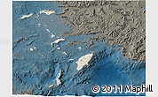 Shaded Relief 3D Map of Dodekanissa, darken