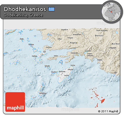 Classic Style 3D Map of Dhodhekanisos