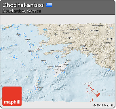 Classic Style 3D Map of Dhodhekanisos