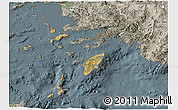 Satellite 3D Map of Dhodhekanisos, semi-desaturated
