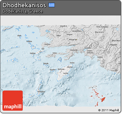 Silver Style 3D Map of Dhodhekanisos