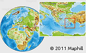 Physical Location Map of Dhodhekanisos, highlighted parent region, within the entire country