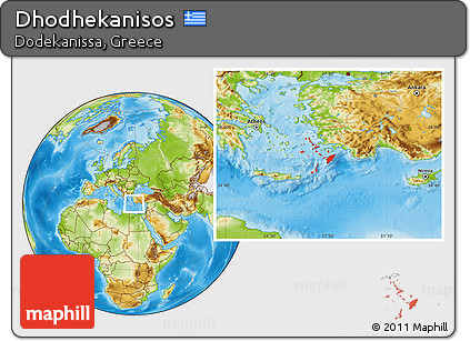 Physical Location Map of Dhodhekanisos, highlighted parent region