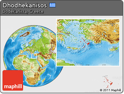 Physical Location Map of Dhodhekanisos, highlighted parent region