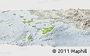 Physical Panoramic Map of Dhodhekanisos, lighten, semi-desaturated