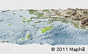 Physical Panoramic Map of Dhodhekanisos, semi-desaturated