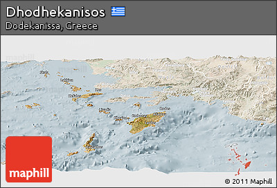 Satellite Panoramic Map of Dhodhekanisos, lighten