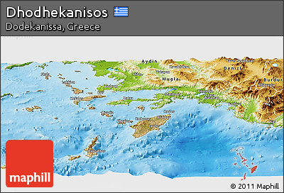 Satellite Panoramic Map of Dhodhekanisos, physical outside