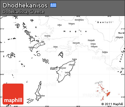 Blank Simple Map of Dhodhekanisos