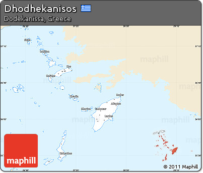 Classic Style Simple Map of Dhodhekanisos, single color outside