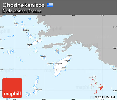 Gray Simple Map of Dhodhekanisos, single color outside