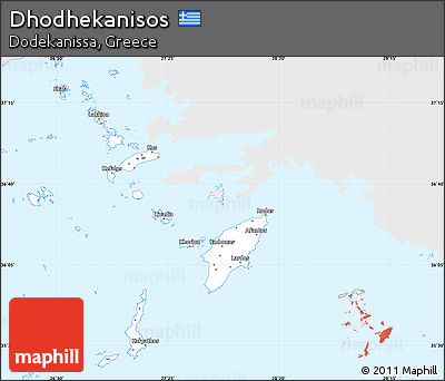 Silver Style Simple Map of Dhodhekanisos, single color outside