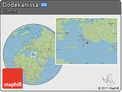 Savanna Style Location Map of Dodekanissa