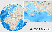 Shaded Relief Location Map of Dodekanissa