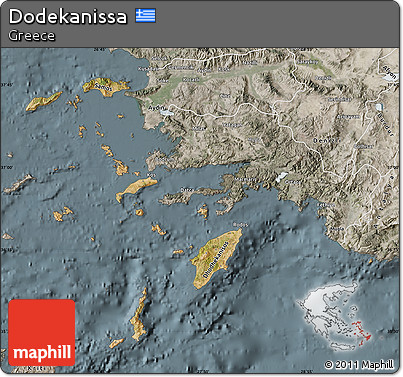 Satellite Map of Dodekanissa, semi-desaturated