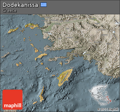Satellite Map of Dodekanissa, semi-desaturated